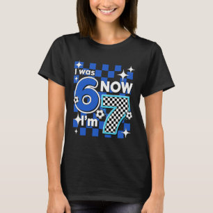 Camiseta Azul Xadrez Eu Tinha 6 Anos Agora Tenho 7 Aniversá