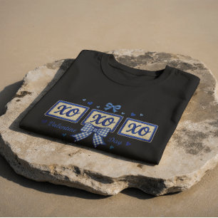 Camiseta Azul XOXO Dia dos Namorados com Laço de G