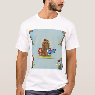 Camiseta Azulão Caprichoso e Casa de Pássaros Cute Primaver