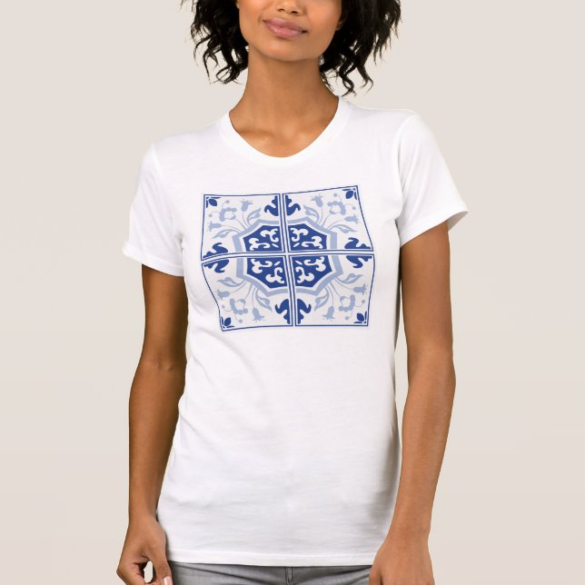 Camiseta Azulejo Azul Delft bonito (Frente)