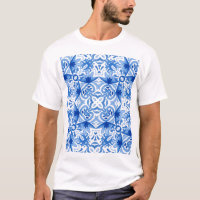 Azulejo branco azul, padrão uniforme de aquarela.