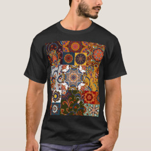 Camiseta Azulejo Colorido de Patches: Estilo de Potência Ma