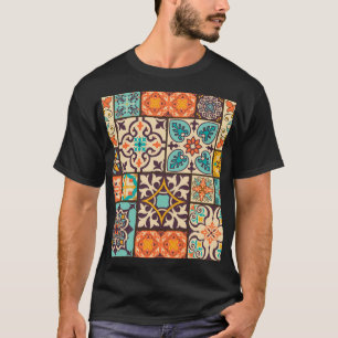 Camiseta Azulejo Colorido de Patchwork Islam Motifs