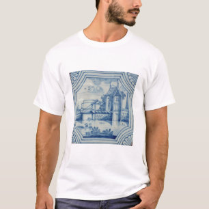 Camiseta Azulejo de Delft que mostra um drawbridge sobre um