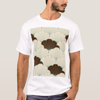 Camiseta Azulejo de Folhagem Azul do Estilo Japonês