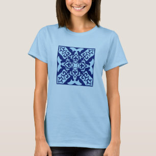 Camiseta Azulejo marroquino - marinho e azul-claro