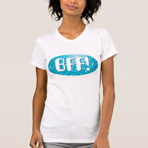 Camiseta Azulejos de Disco Azul 'BFF!' senhoras petitas bra