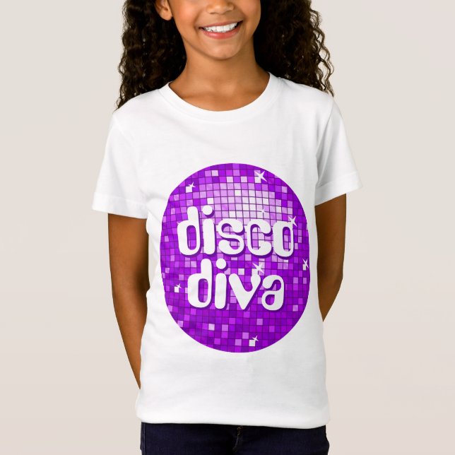 Camiseta Azulejos de Disco com raparigas "disco diva" roxas (Frente)
