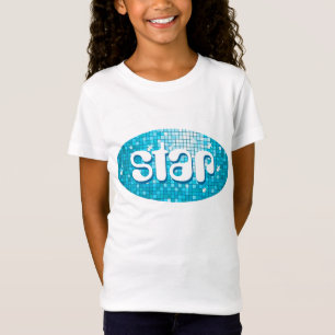 Camiseta Azulejos de Disco Meninas "estrelas" azuis