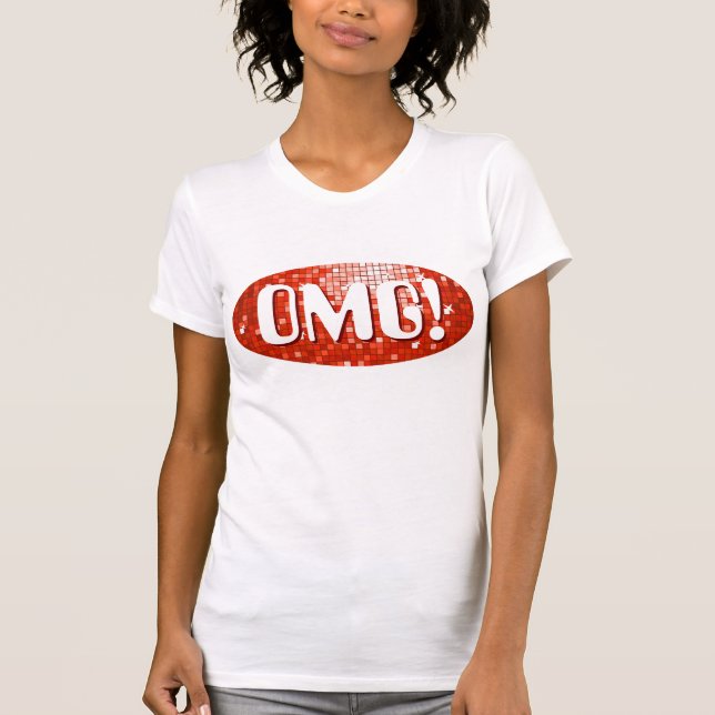 Camiseta Azulejos de Disco Vermelho 'OMG!' senhoras petitas (Frente)