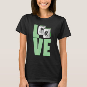 Camiseta Azulejos de Jogo de Amor Mahjong Chinês para Jogad