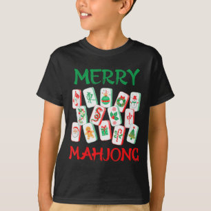 Camiseta Azulejos de Mahjong de Natal aquarela Mah Jon Chin