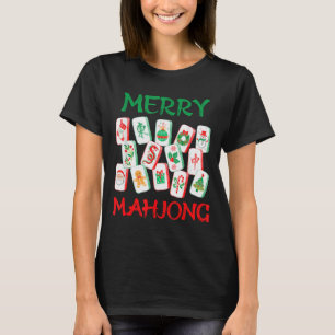 Camiseta Azulejos de Mahjong de Natal aquarela Mah Jon Chin
