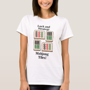 Camiseta Azulejos de Mahjong Sorte Estratégia Jogadores Fãs