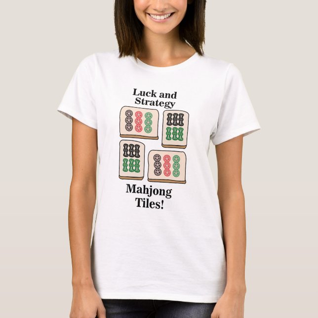 Camiseta Azulejos de Mahjong Sorte Estratégia Jogadores Fãs (Frente)