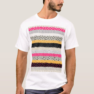 Camiseta Azulejos de patch: Design sem costura versátil.