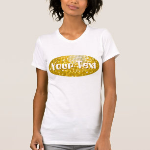Camiseta Azulejos Disco "Dourado" 'Seu Texto', senhoras bra