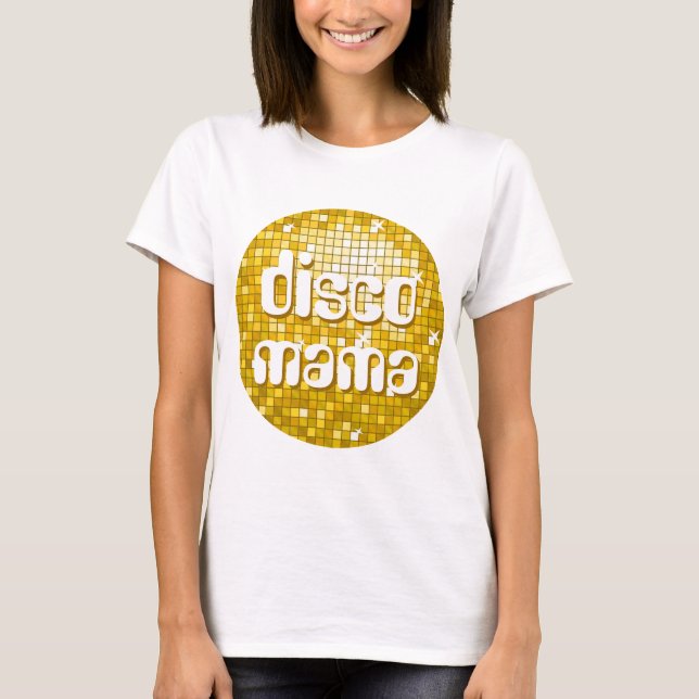 Camiseta Azulejos "Dourado", "mama discoteca", espaguete (Frente)