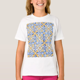 Camiseta Azulejos Espanhóis - Azulejo Azul, Amarelo e Branc