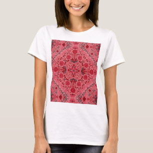 Camiseta Azulejos florais em vermelho e melancia rosa