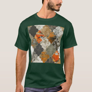 Camiseta Azulejos marroquinos ferrugem Cinza de oliveira la