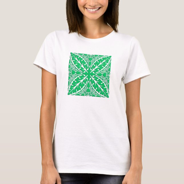 Camiseta Azulejos marroquinos - jade verde e branco (Frente)