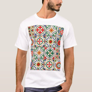 Camiseta Azulejos marroquinos: Padrão Colorido Sem Olhos.