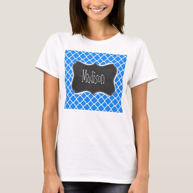 Camiseta Azure Blue Quatrefoil; Quadro Retro (Frente)