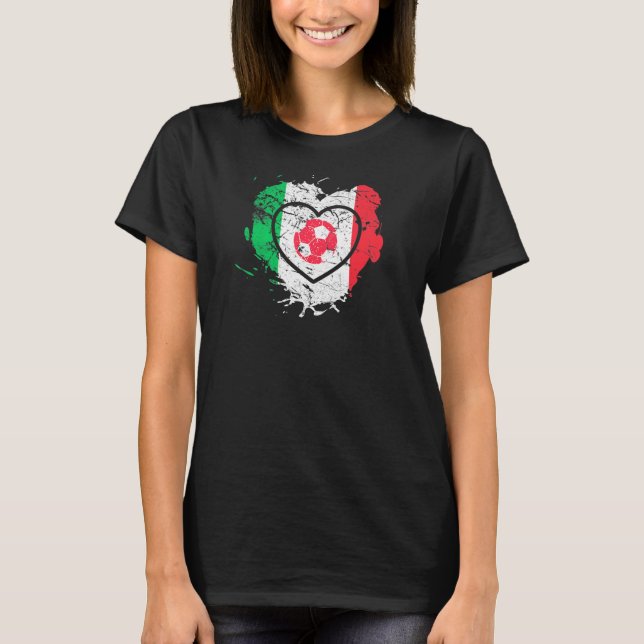 Camiseta Azzurri I Love Soccer E Italia Nazionale Italiano (Frente)