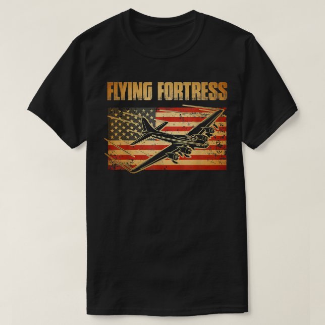 Camiseta B17 Flying Fortress American Flag Patriot  (Frente do Design)