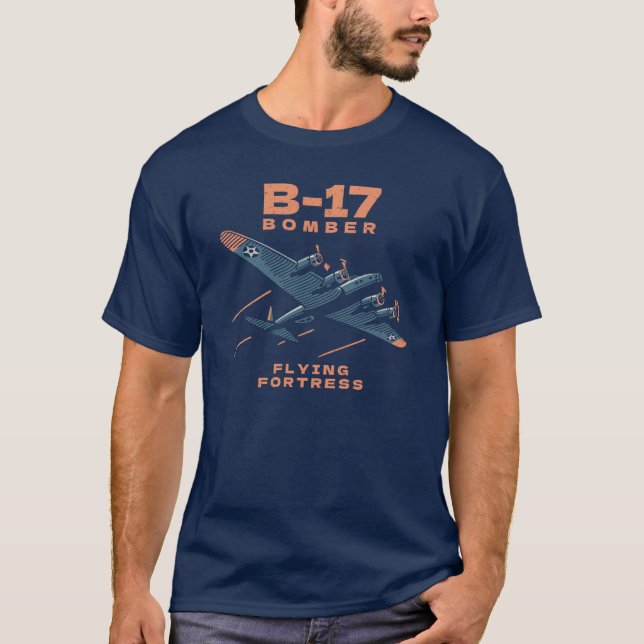 Camiseta B-17 Bomber WW2 Plane Retro  (Frente)