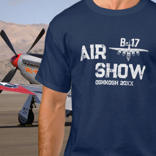Camiseta B-17 Marinho Militar WII do Avião de Vintage
