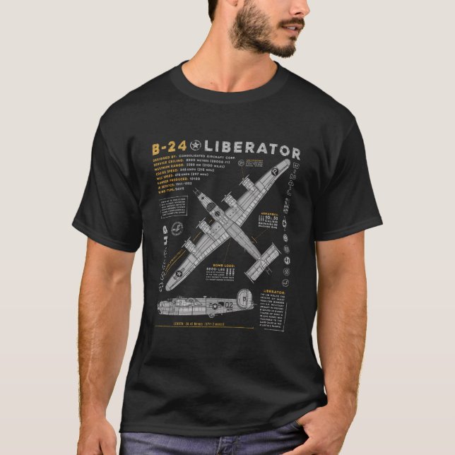 Camiseta B-24 Aeronaves Consolidadas Liberator B24 Bomber V (Frente)