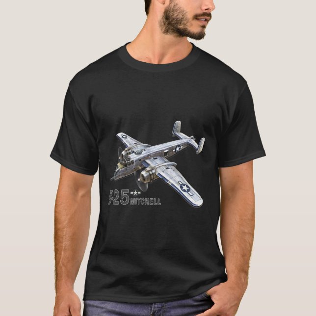 Camiseta B-25 Bomber WW2 Avião T-Shirt (Frente)