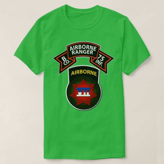 Camiseta B Co 75.a VII Corps Airborne (Frente do Design)
