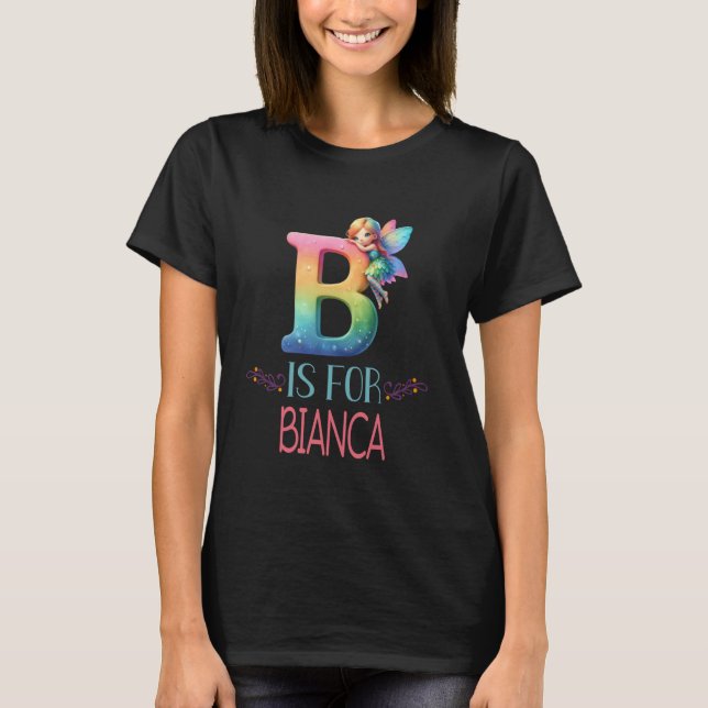 Camiseta B É Para Bianca Fairy Alphabet Name (Frente)