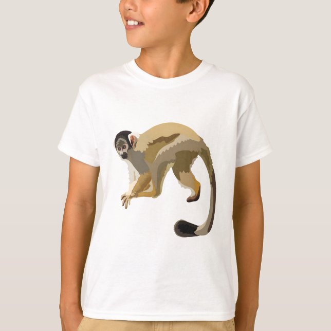 Camiseta B é para macaco-esquilo com prego preto (Frente)