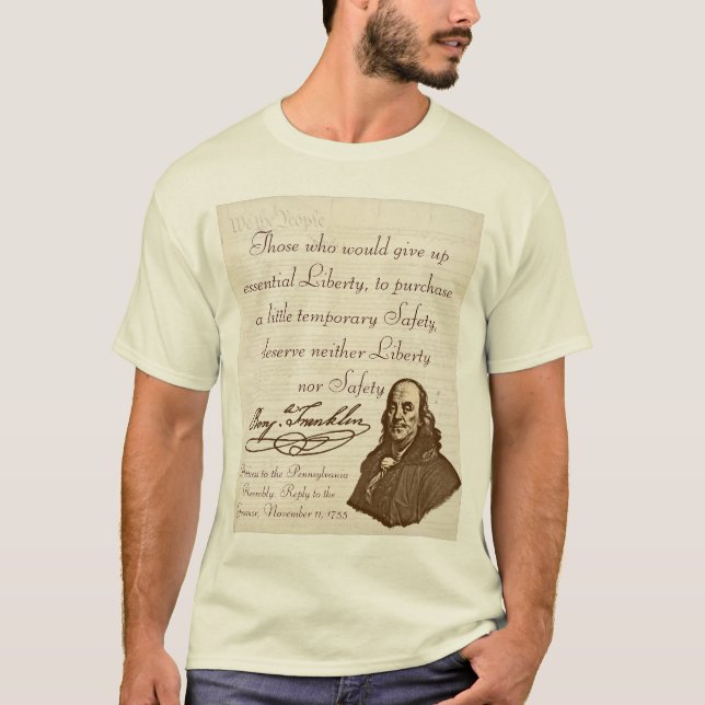 Camiseta B. Franklin: Liberdade & segurança - t-shirt #1 (Frente)