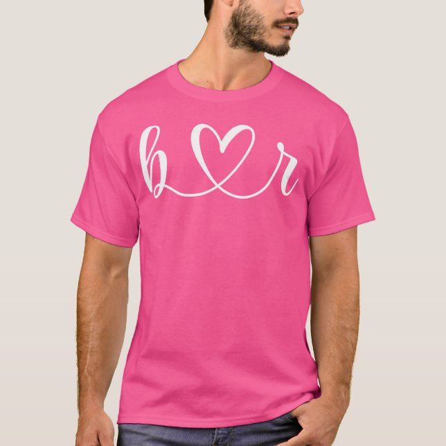 Camiseta B Love R Bride Namorado Namorada B Letter E (Frente)