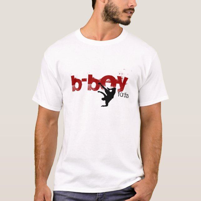 Camiseta b-menino para a vida (vermelho, preto) (Frente)