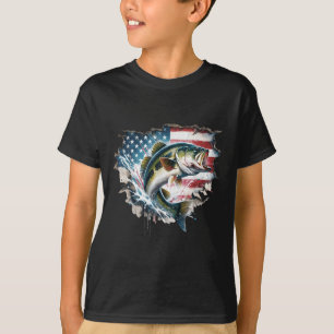 Camiseta B Pesca Bandeira EUA Pesca Bandeira Americana Band