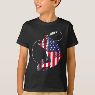 Camiseta B Pesca Peixe Pavilhão Americano Patriótico Quarto