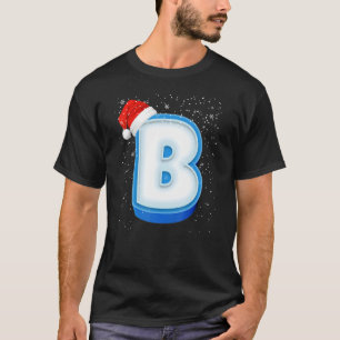 Camiseta B Snowy Capital Christmas Monograma - Letra alfabé