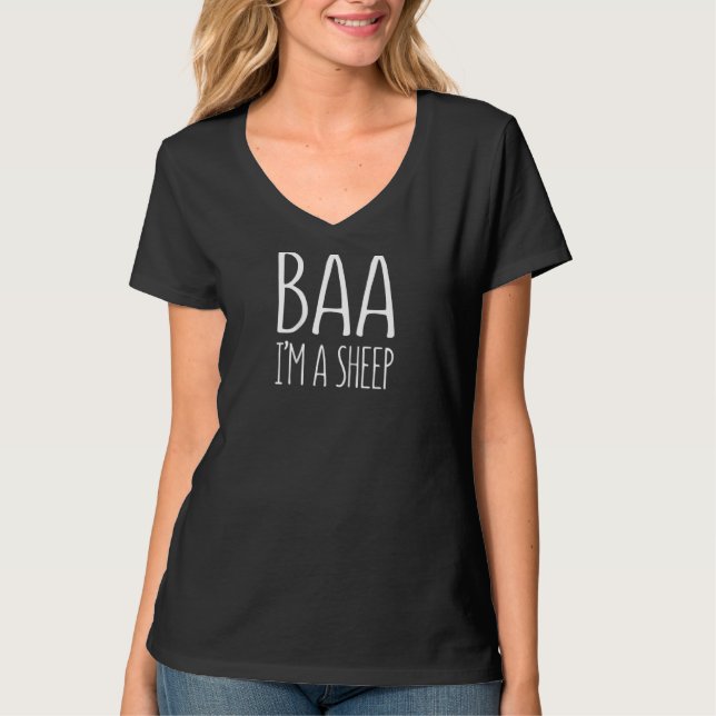 Camiseta Baa I'm A Sheep T Shirt Costume Raglan (Frente)