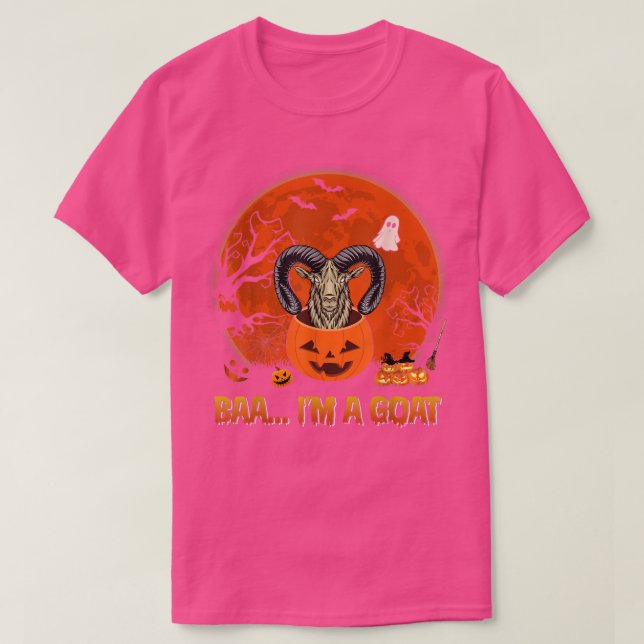 Camiseta Baa I'm Funny Goat Halloween Goat in Scary Pumpkin (Frente do Design)