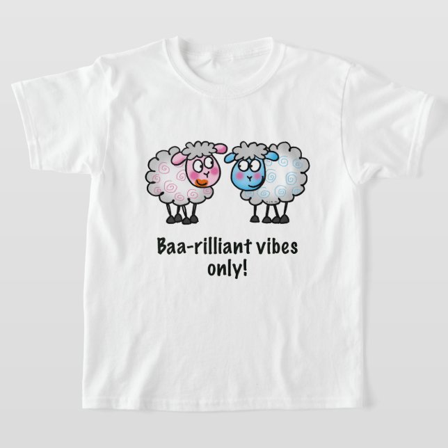 Camiseta Baa-rilliant - Cute Cartoon Sheep Pair (Postura )