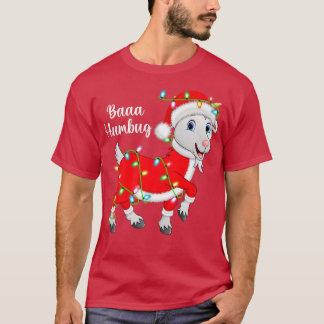 Camiseta Baaa Humbug Amante de Cabras Luzes de Natal Papai