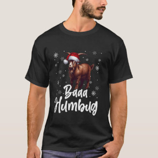 Camiseta Baaa Humbug Funny Santa Hat Goat Xmas Snowflakes