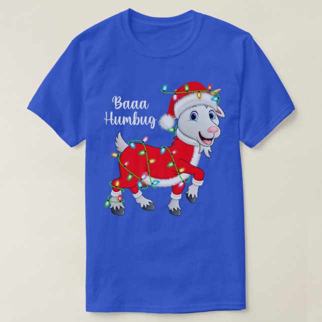 Camiseta Baaa Humbug Goat Lover Xmas Lights Papais noeis Go (Frente do Design)