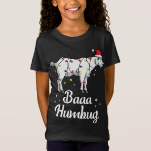 Camiseta Baaa Humbug Goat Santa Hat E Luzes Gozam Lover C